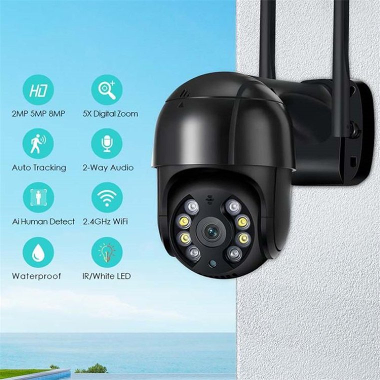 Rscamtom 4K 8MP Icsee HD PTZ WiFi Camera for Home Security Surveillance 1080P HD Audio IP Camera for Commercial Security System