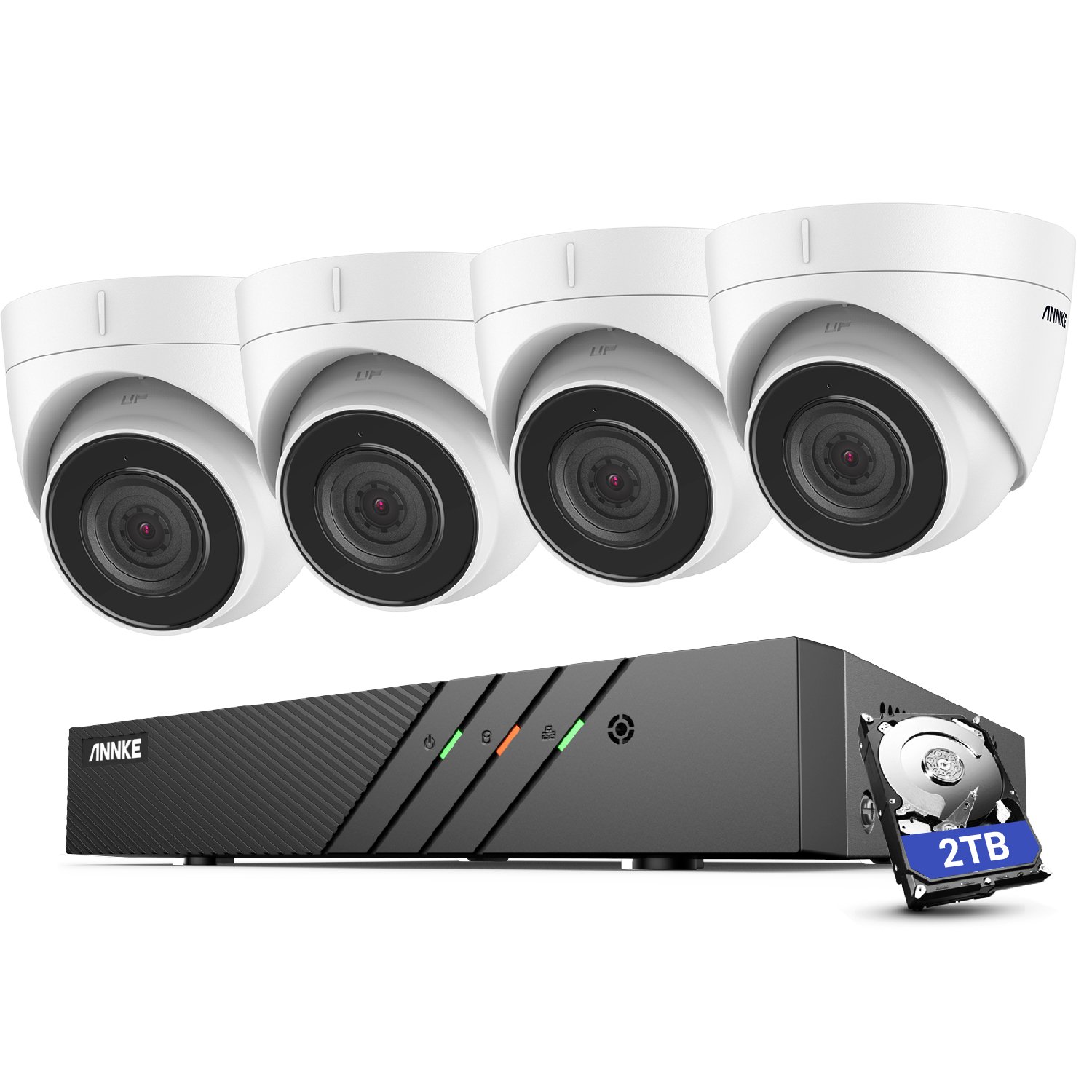 ANNKE 8CH 5MP H.265+ PoE NVR Security Camera System 4pcs IP PoE Cameras CCTV Surveillance System With Audio With 2TB HDD