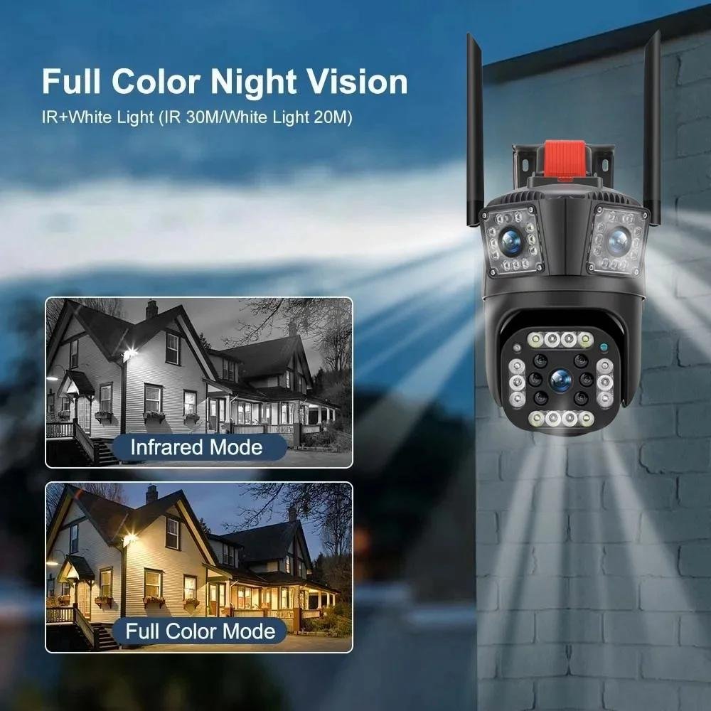 V380 Pro Wifi Camera Three lens Two Way Audio Ptz Outdoor Security Network Three Screens IP Wireless Surveillance Camera