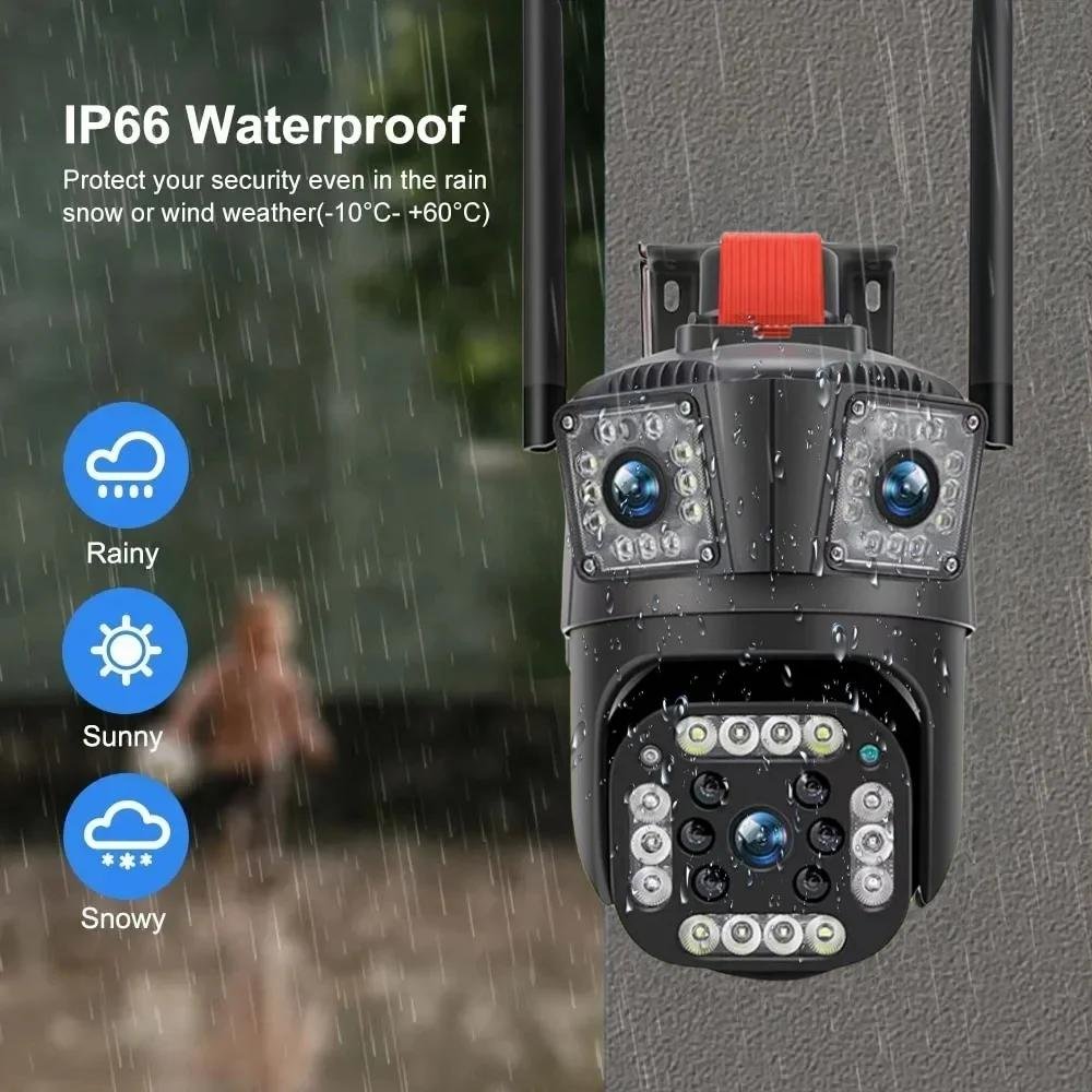 V380 Pro Wifi Camera Three lens Two Way Audio Ptz Outdoor Security Network Three Screens IP Wireless Surveillance Camera