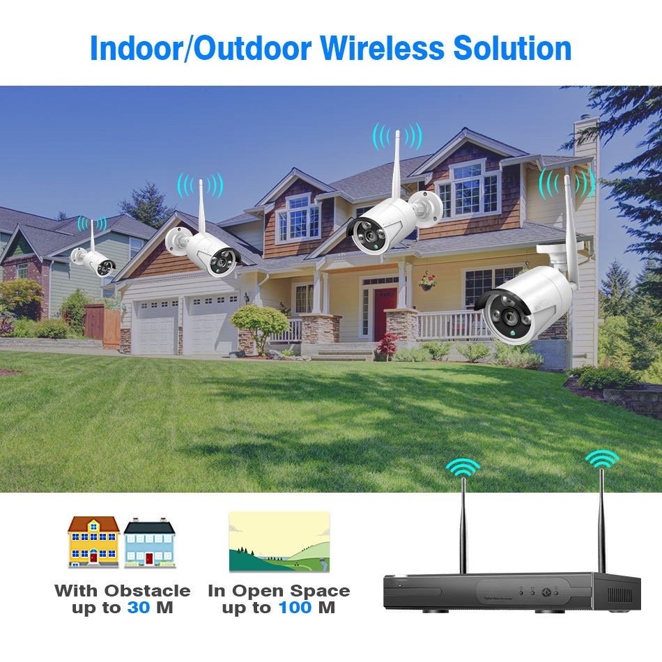 New arrival tuya smart HD CCTV Camera Security IP Camera Wireless Camera Kits CCTV System 4ch Wifi NVR Kit