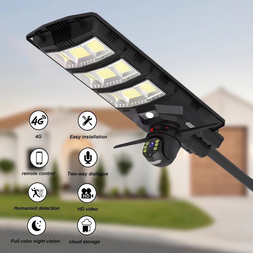 LEVOFAST Factory New 18000 mAh Solar Battery 4MP 3MP 300w Street Road LED Light IP66 4G Sim card camera with 24W Solar Panel