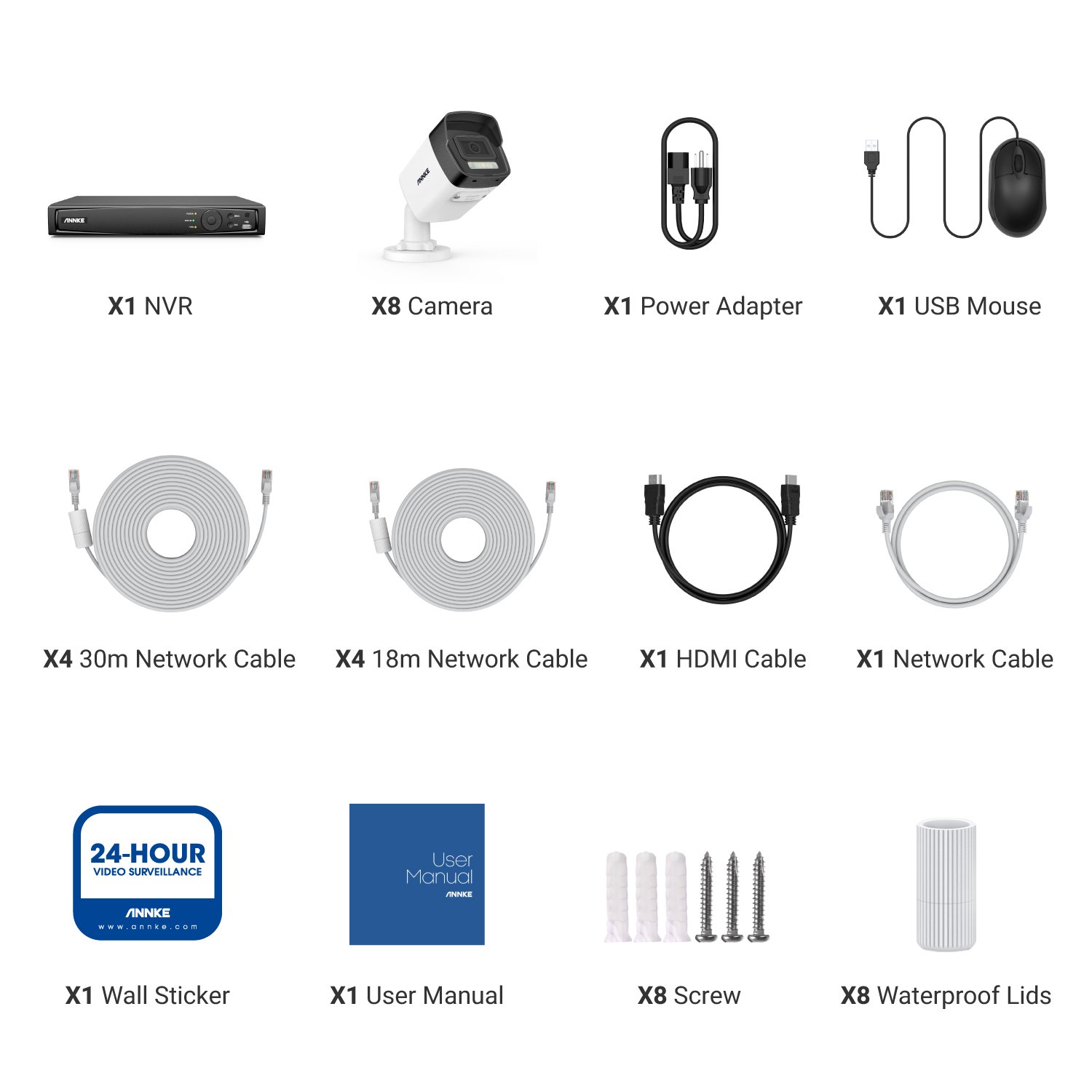 ANNKE HD 12MP Tri-Mode Surveillance System with Smart Motion Detection, IR & White Light, NVR Kit for Outdoor Security