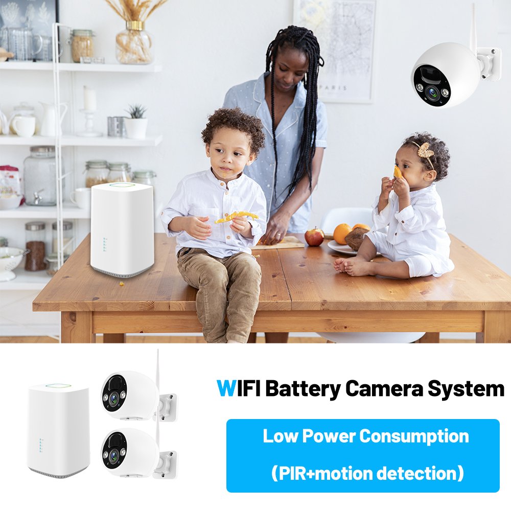 WESECUU WIFI AI PIR motion detection Wireless Rechargeable Battery cctv camera kit wireless nvr kit WIFI Security Camera System