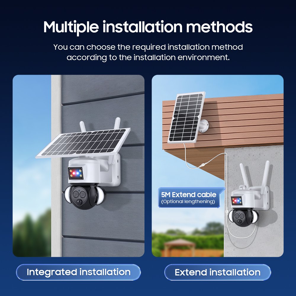 Hot sale 4G network camera 6MP Red-Blue Alarm 12X Zoom Solar Camera with floodlight APP UBOX Low power Solar 4g sim card Camera