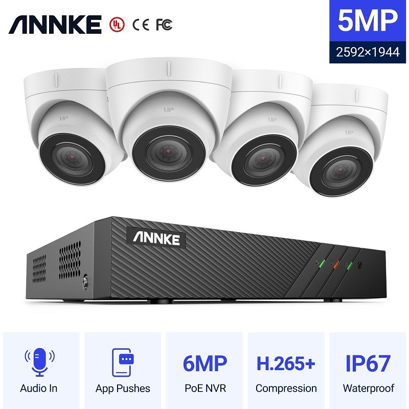 H.265+ 8CH 5MP POE Security Camera System Kit 8 x 5MP Super HD IP Camera Outdoor Waterproof CCTV Video Surveillance NVR Set