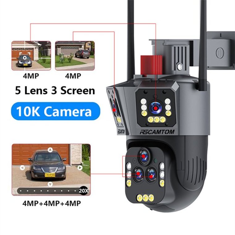 Rscamtom 10K Outdoor CCTV for Outdoor Security Surveillance 20X Zoom Wireless Wifi Camera for Remote Monitoring System