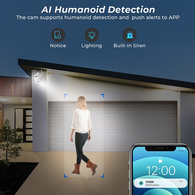 ICSEE 4K 8MP PTZ Wifi Camera Dual Lens Ai Human Detect Auto Tracking Outdoor Wireless Surveillance Network Camera