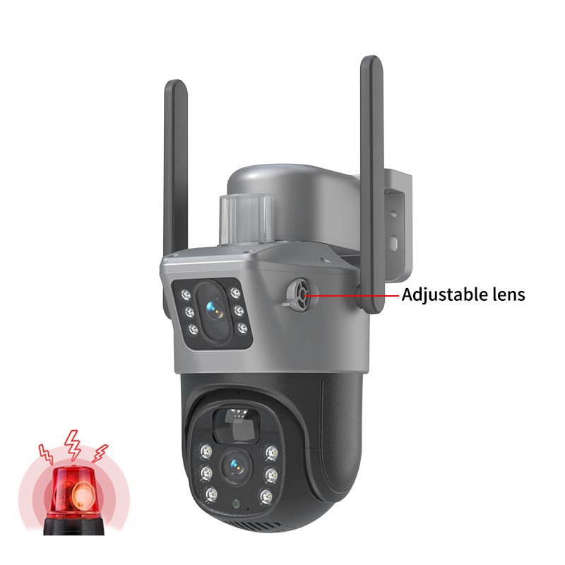 Dual lens 4MP 4G WIFI Wireless PTZ Camera Outdoor Solar Camera Built in microphone and speaker