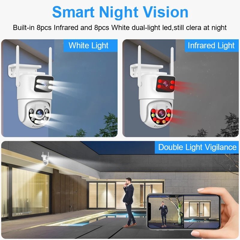 6MP WiFi CCTV System Dual Lens 8CH NVR Video Kit Audio PoE Night Vision IP Cameras HDD ICse Wireless Security