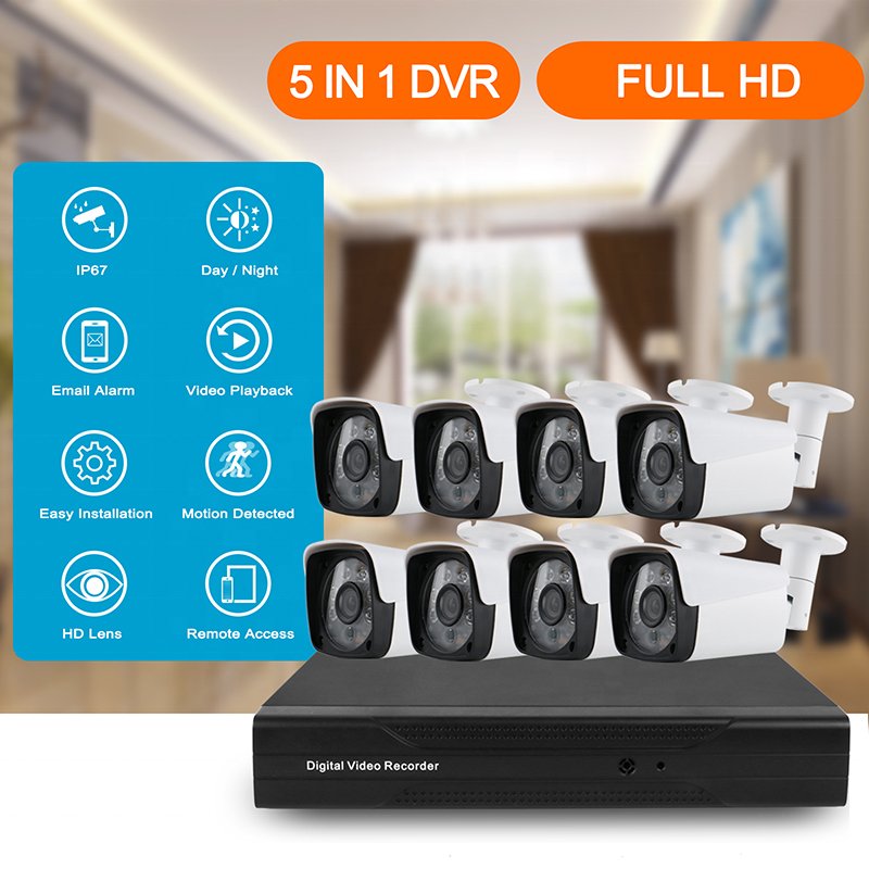 CCTV Security analog camera 8ch AHD wired digital system completed 5MP HD camara kit with XVR app factory price
