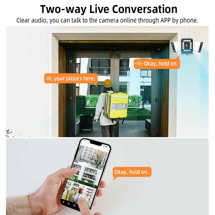 Innovative Triple Lens Wide View 3MP HD Camera Al Humanoid Detection Remote Monitoring System for Home Security