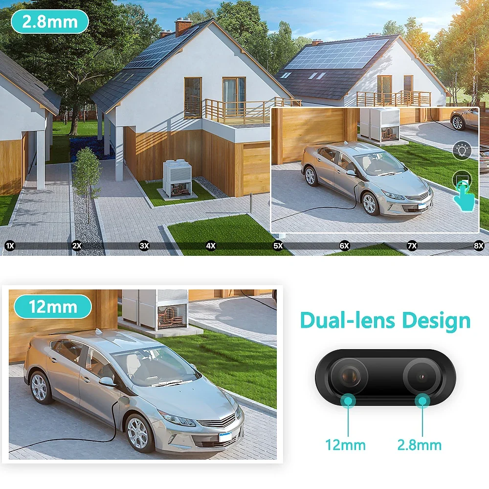Four lens 12Mp Icsee 8X Hybrid Zoom Wifi Surveillance Camera Outdoor Auto Tracking Human Detect PTZ Security Wireless Cameras