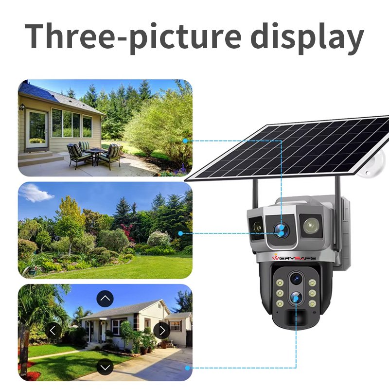 WERYSAFE V380 Pro 8mp 4K 4g Ptz 10x Optical Zoom Flood Lights Ptz Solar Surveillance Camera Outdoor 4g Security Camera