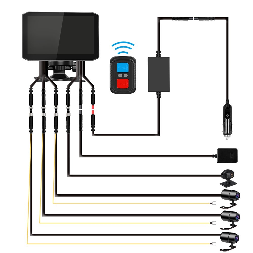 SYS 4CH 720P H.264 AHD waterproof bullet backup camera 7'' screen split low light DVR system for Lorry Trailer Van Surveillance
