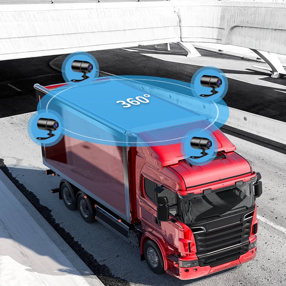 SYS 4CH 720P H.264 AHD waterproof bullet backup camera 7'' screen split low light DVR system for Lorry Trailer Van Surveillance