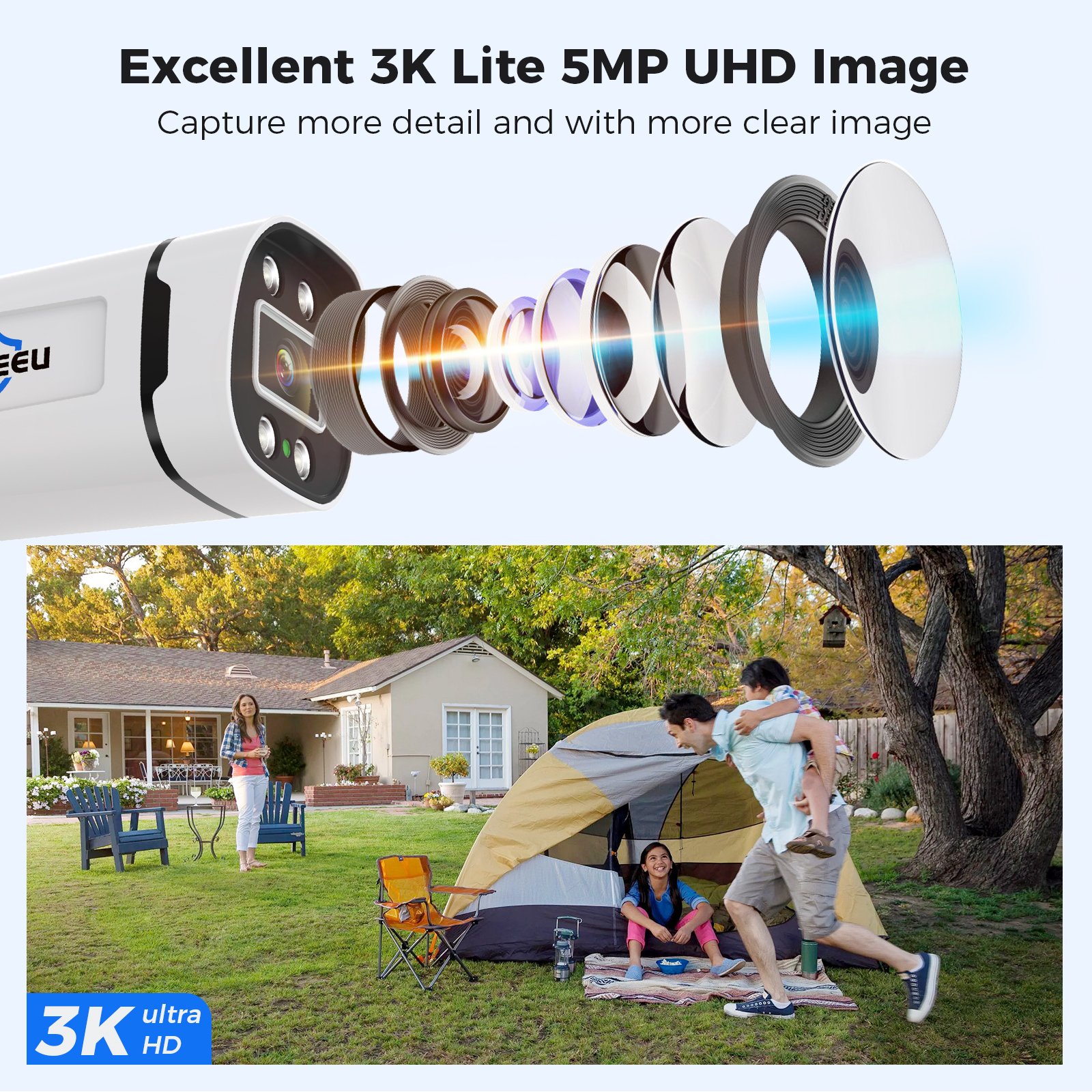 Hiseeu 5MP H.265 16ch AI Smart Detection CCTV Camera SystemOutdoor Video Surveillance Home Security 5 in 1 DVR Kit