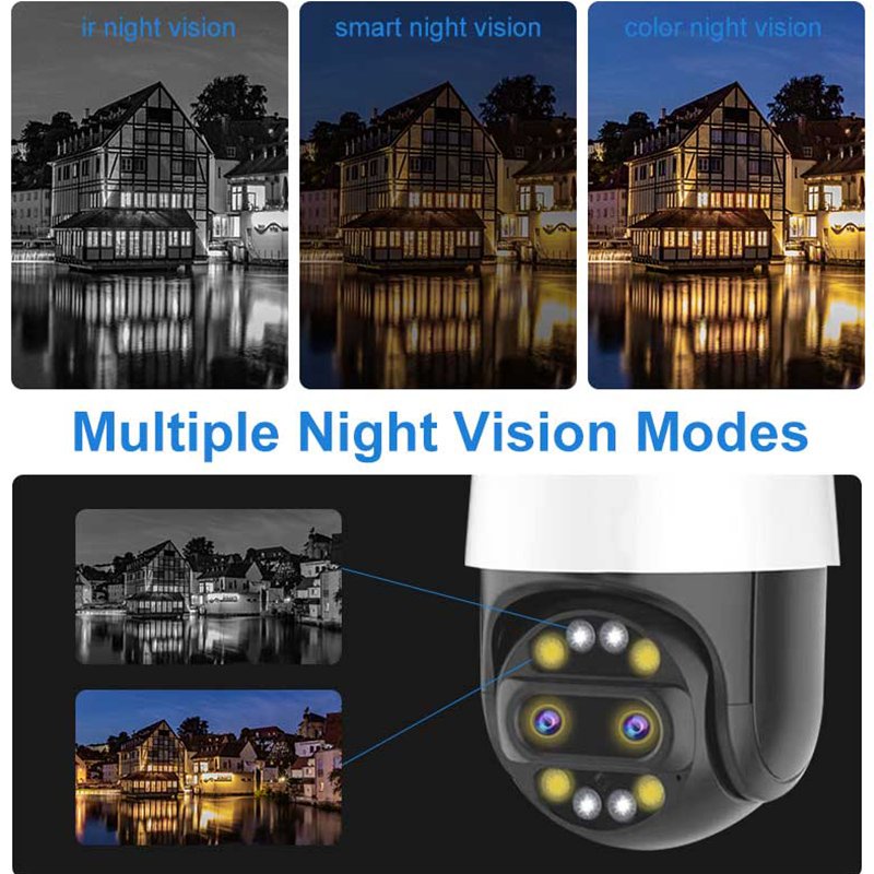 Dual Lens 2.8mm-12mm Network Camera H.265 PTZ AI Tracking 4MP IP WIFI Video Surveillance Outdoor Security Protection CCTV Camera