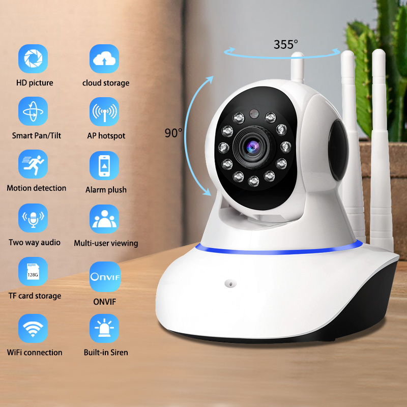 Hot Sales Home security camera system Security Two Way Audio Wireless Auto Tracking 3 Antenna Network Camera