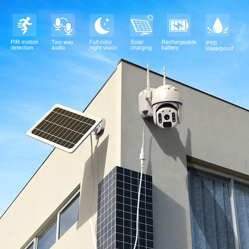 Amazon Hot Sale PTZ Wireless Outdoor Floodlight Camera Solar CCTV 4G Wifi Network Security Surveillance System Camera