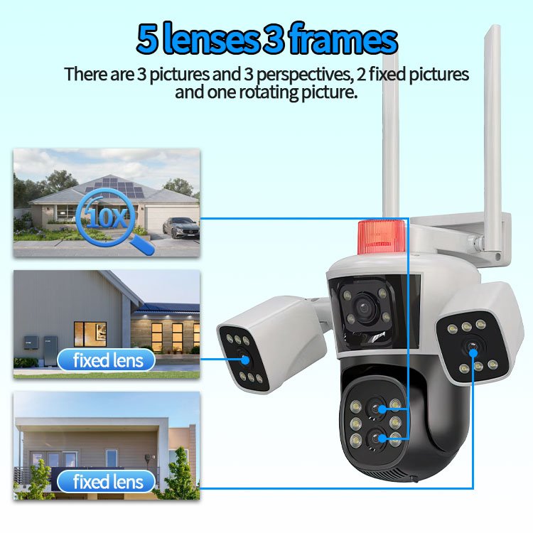 IPC360 Home Four-Lens Three Screens WIFI 4G 16MP 8K Night Vision CCTV Wireless with Alarm for Outdoor Surveillance Camera