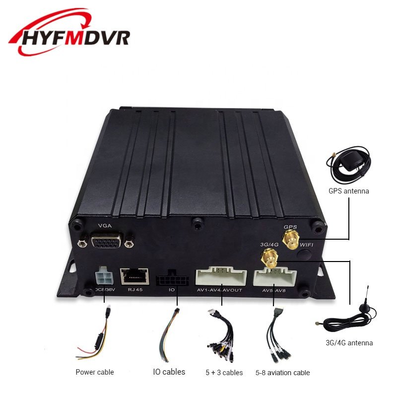 HYF Truck Bus Trailer Van Train RV AHD 1080P 8 Channels Remote Video Surveillance SD Card GPS 4G MDVR with Free Software