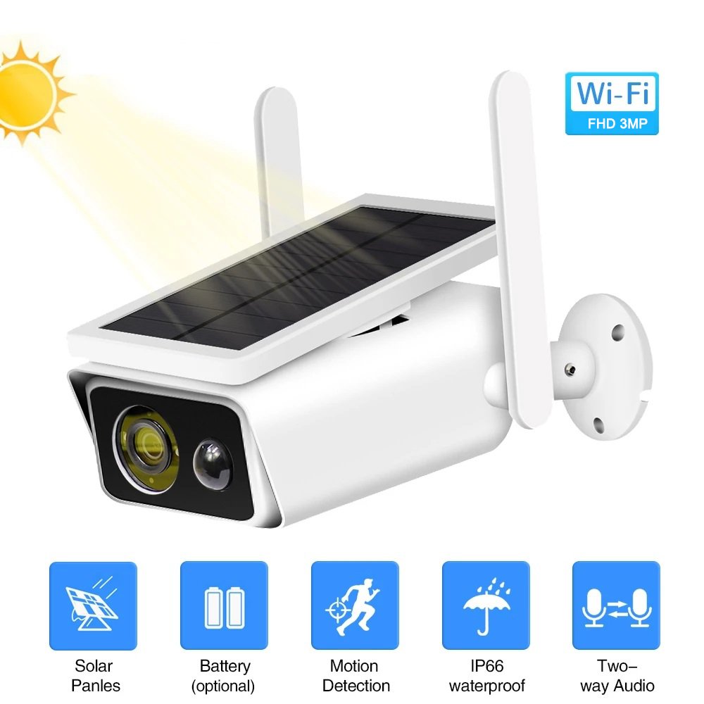Hot Sale PIR 4MP Low Consumption Security HD Surveillance CCTV Battery Powered Wireless Wifi Solar Power IP Camera