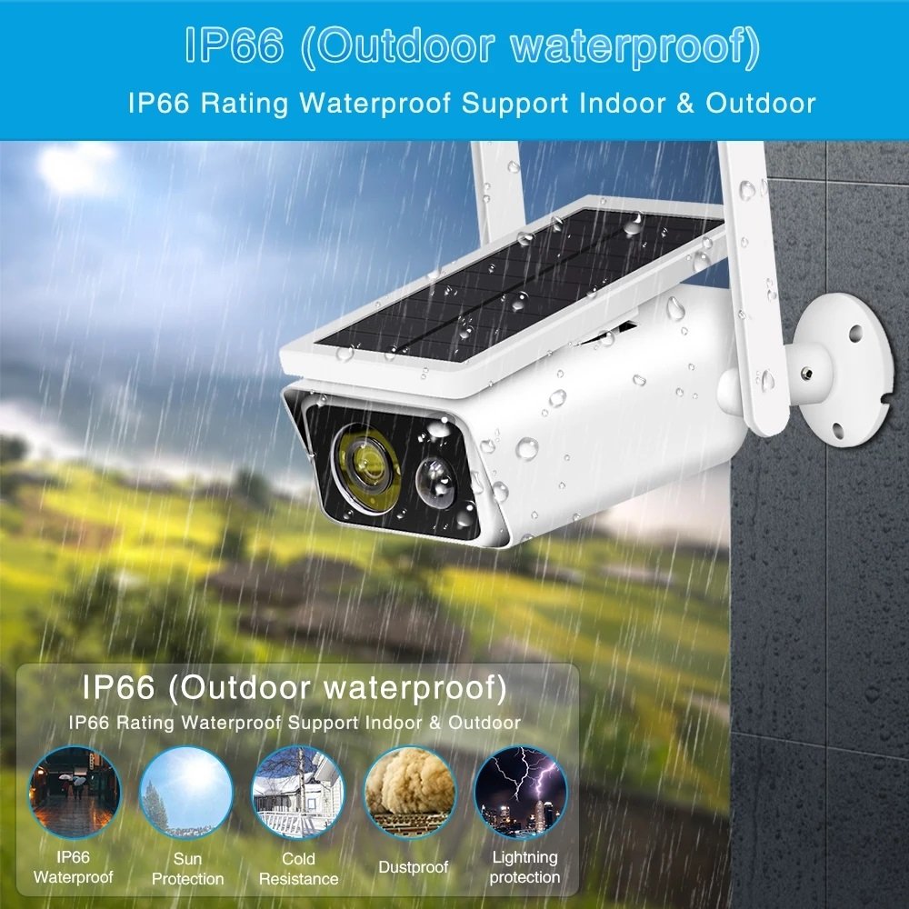 Hot Sale PIR 4MP Low Consumption Security HD Surveillance CCTV Battery Powered Wireless Wifi Solar Power IP Camera