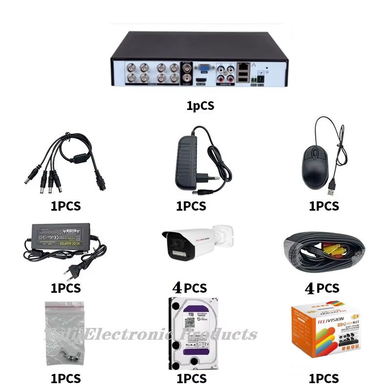 Hot 8CH 3MP audio 4K 4 outdoor 4 indoor DVR with 1TB kit CCTV camera Mobile network remote monitoring security camera system