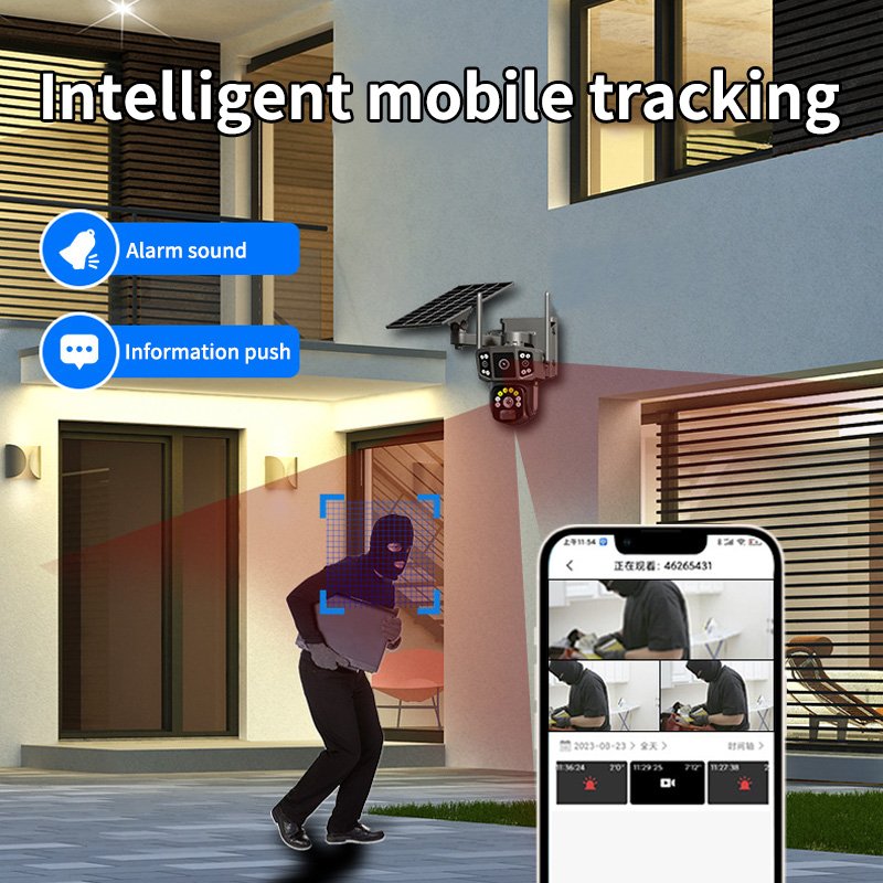 VESAFE Outside De Surveillance Seguridad 4 Mp Solar Camera V380pro Double Lens Solar Panel Power Security Cameras