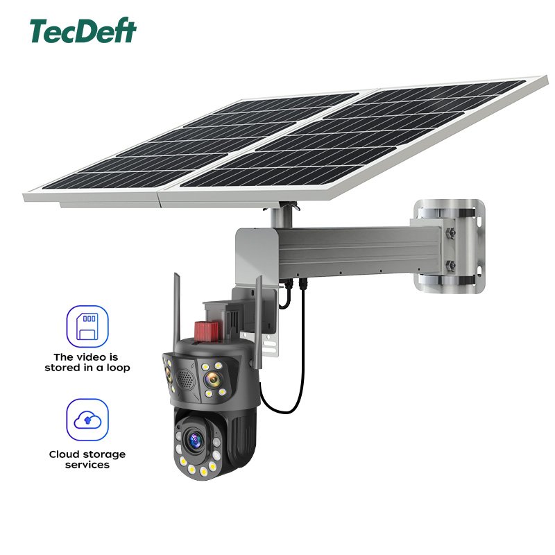 TecDeft Solar Powered Panels 4g Sim Card/Wifi Surveillance Wireless Home Security Network Cctv System Outdoor solar Cctv Camera