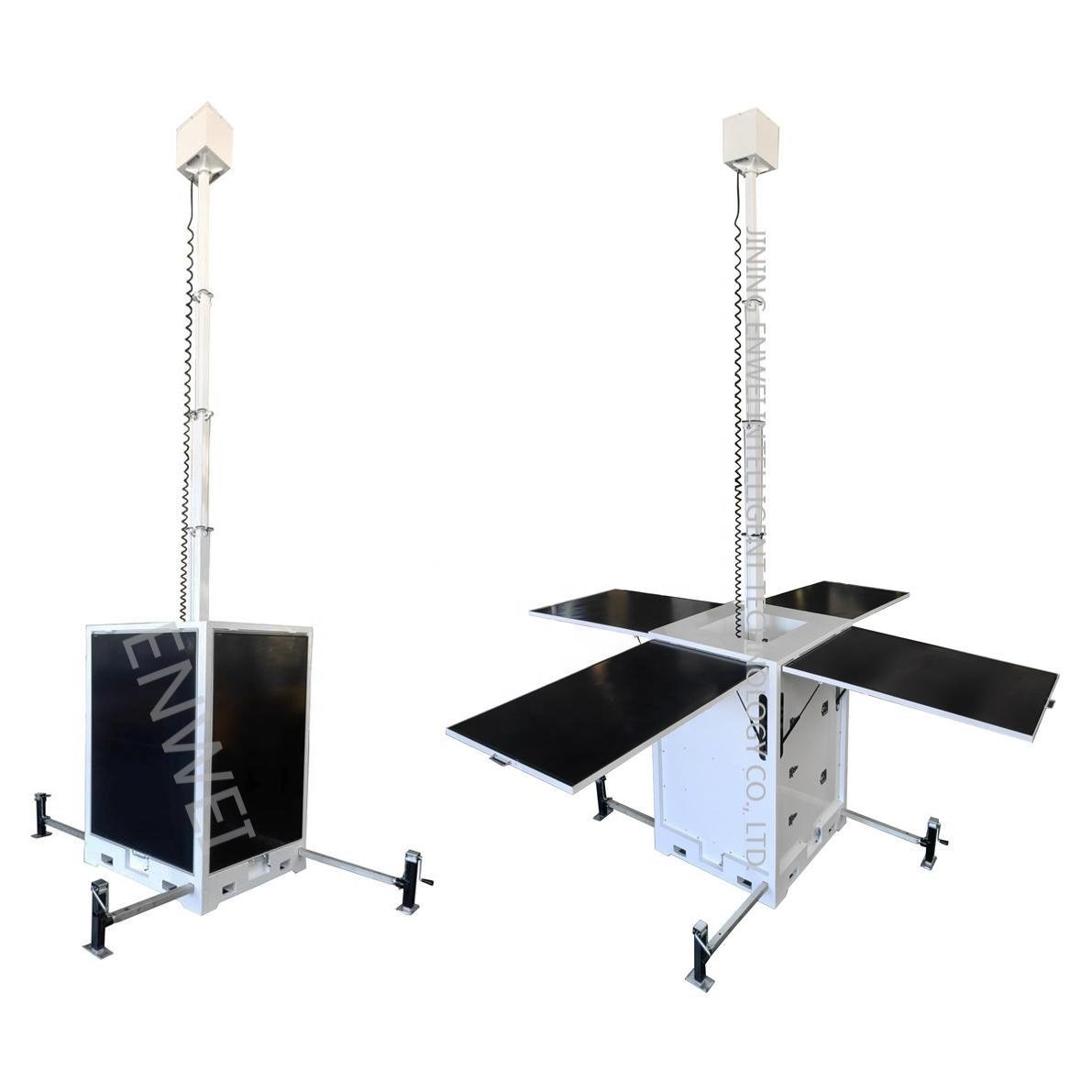 Mast solar cctv trailer solar surveillance unit with 4*435W solar panels 8*150Ah