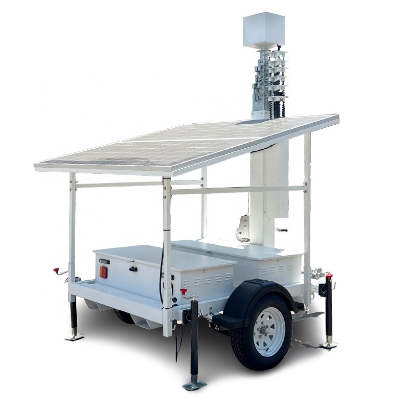 Security camera with mobile solar trailer for construction site monitoring off grid solar system SDE580-C