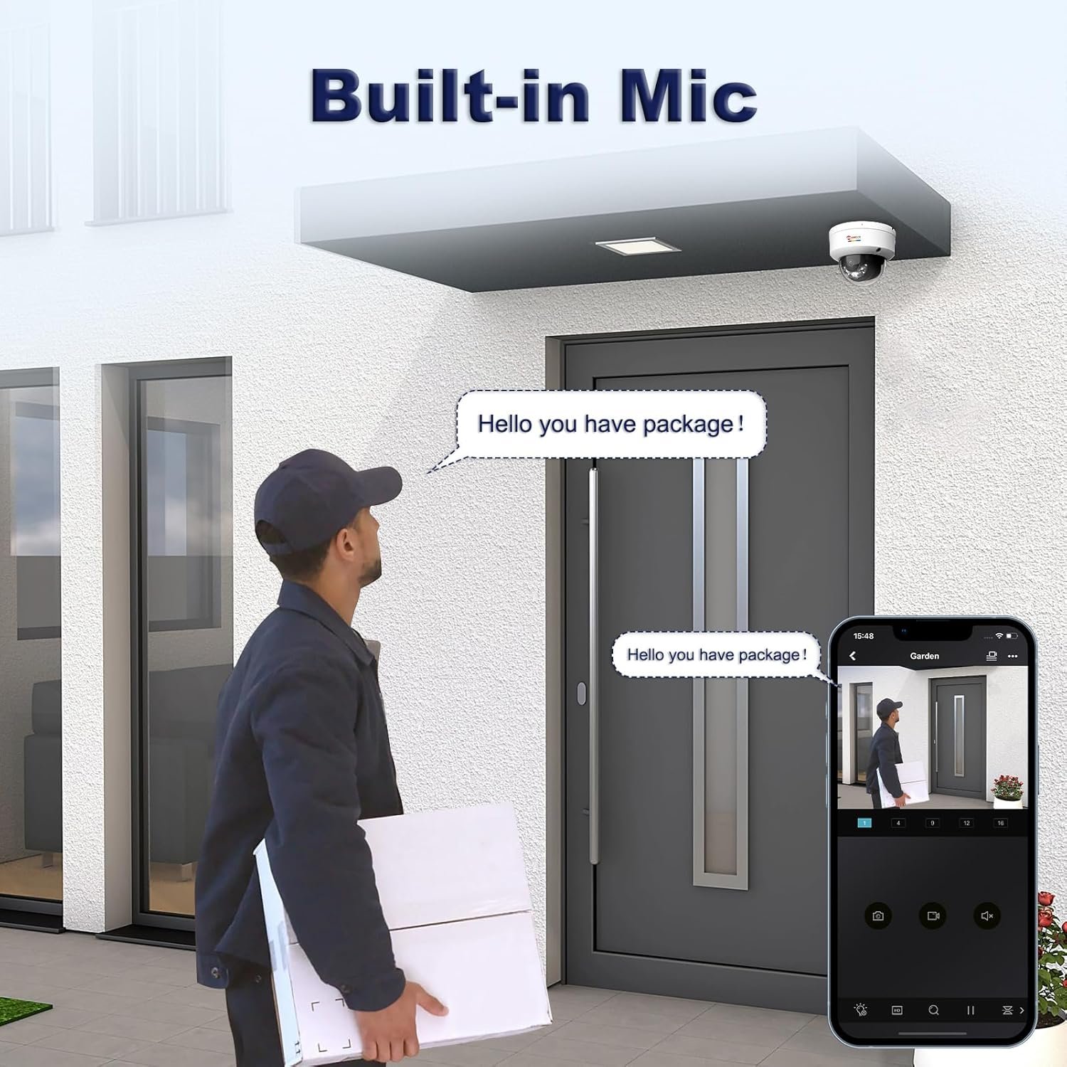 Anpviz 12MP POE camera Systems 16ch POE NVR install 8TB HDD H.265+ 16pcs 4K Dome camera built in SD card slot Microphone
