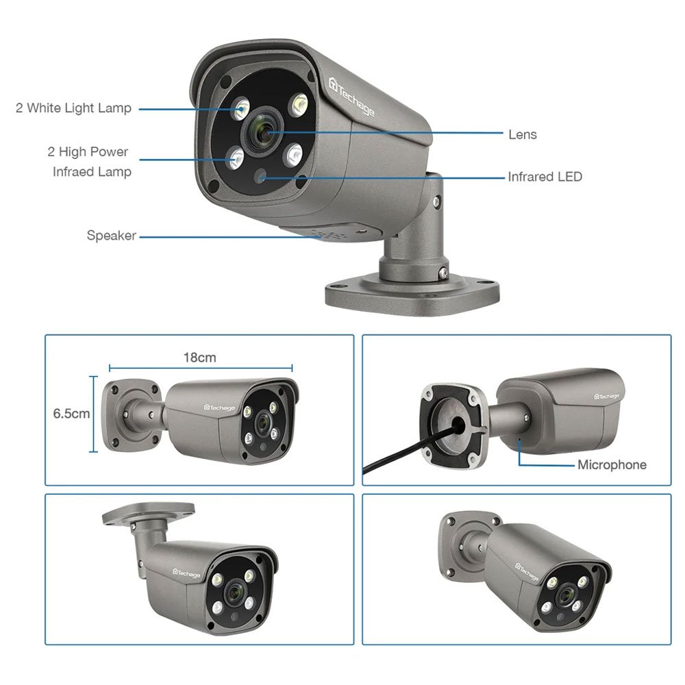 8MP 4K Full Color Night Vision Cctv Security Camera Human Motion Tracking Outdoor Waterproof Poe Ip Security Camera