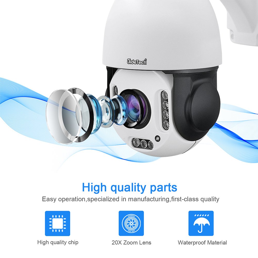 JideTech wifi 8MP 20X 4K auto tracking Vehicle detection color night vision IP Outdoor CCTV PTZ security system Wireless Camera