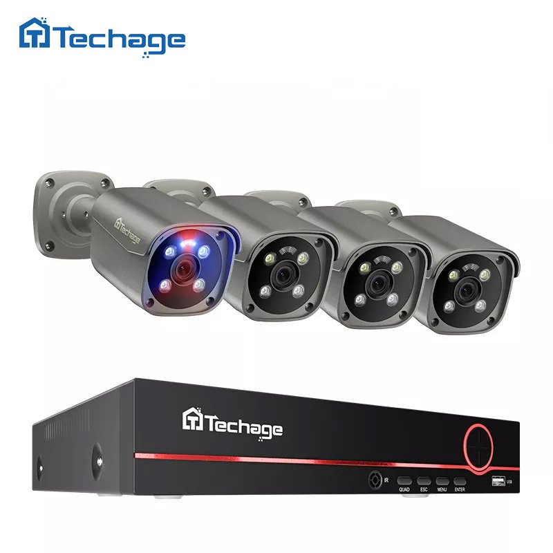 Human Face Detect AI Smart CCTV Camera Ultra HD 4K Surveillance Camera Set 8MP Security POE NVR Kit