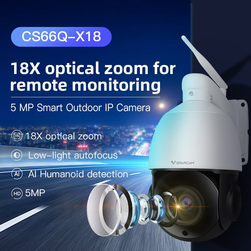 Vstarcam CS66Q-X18 Waterproof Two Way Audio Wireless PTZ Camera CCTV Surveillance Security system 18x zoom IP Camera