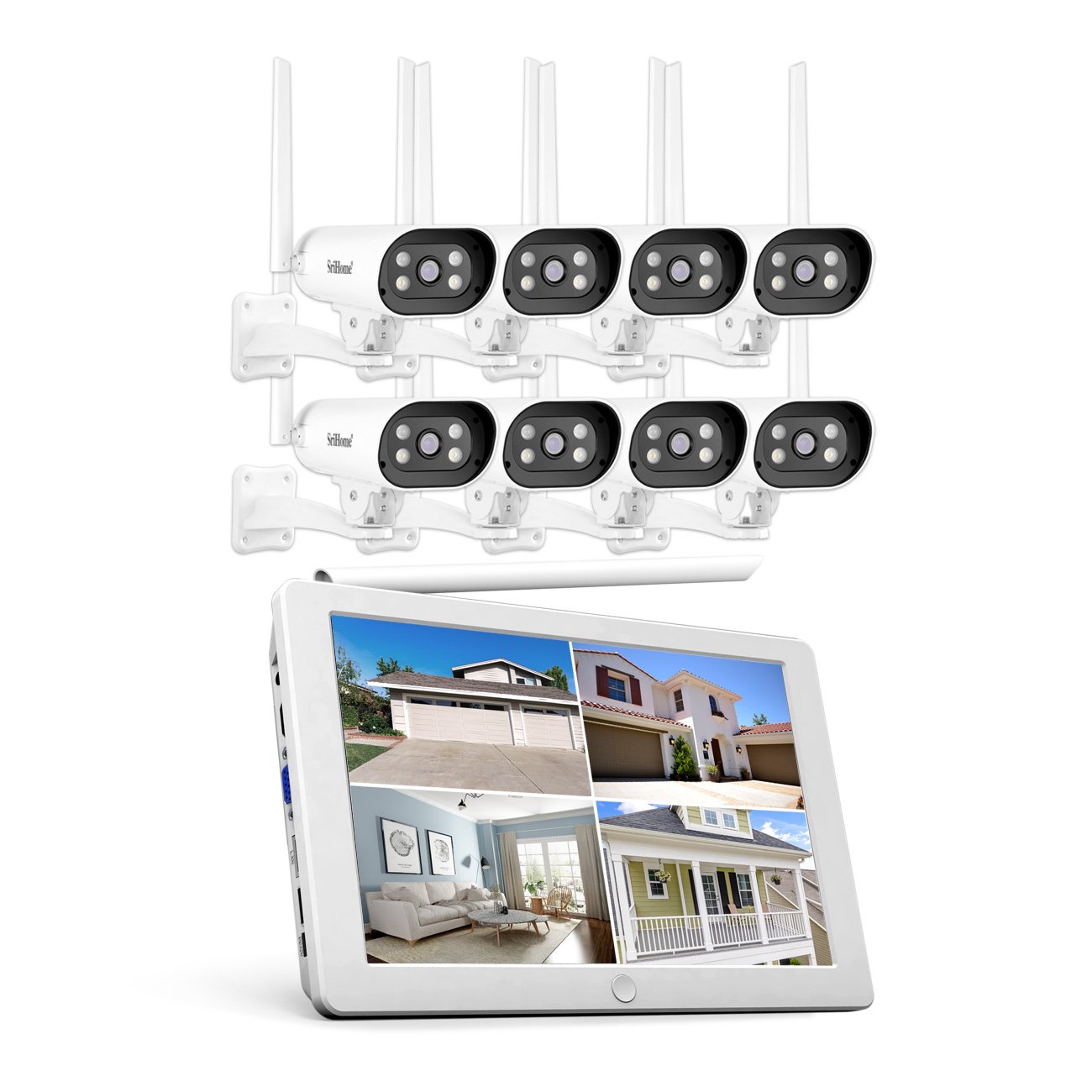 2024 Srihome 10.1 Inch LCD Screen 1080P 8 Channel Wireless Security Wifi NVR NVS009 CCTV Surveillance System