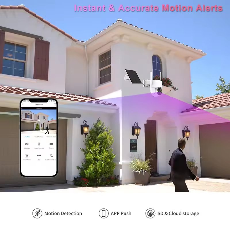 iCSee Outdoor Motion Detection PIR Infrared/Color Night Vision Two Way Speak Low Power Solar Battery Wifi PTZ Security Camera