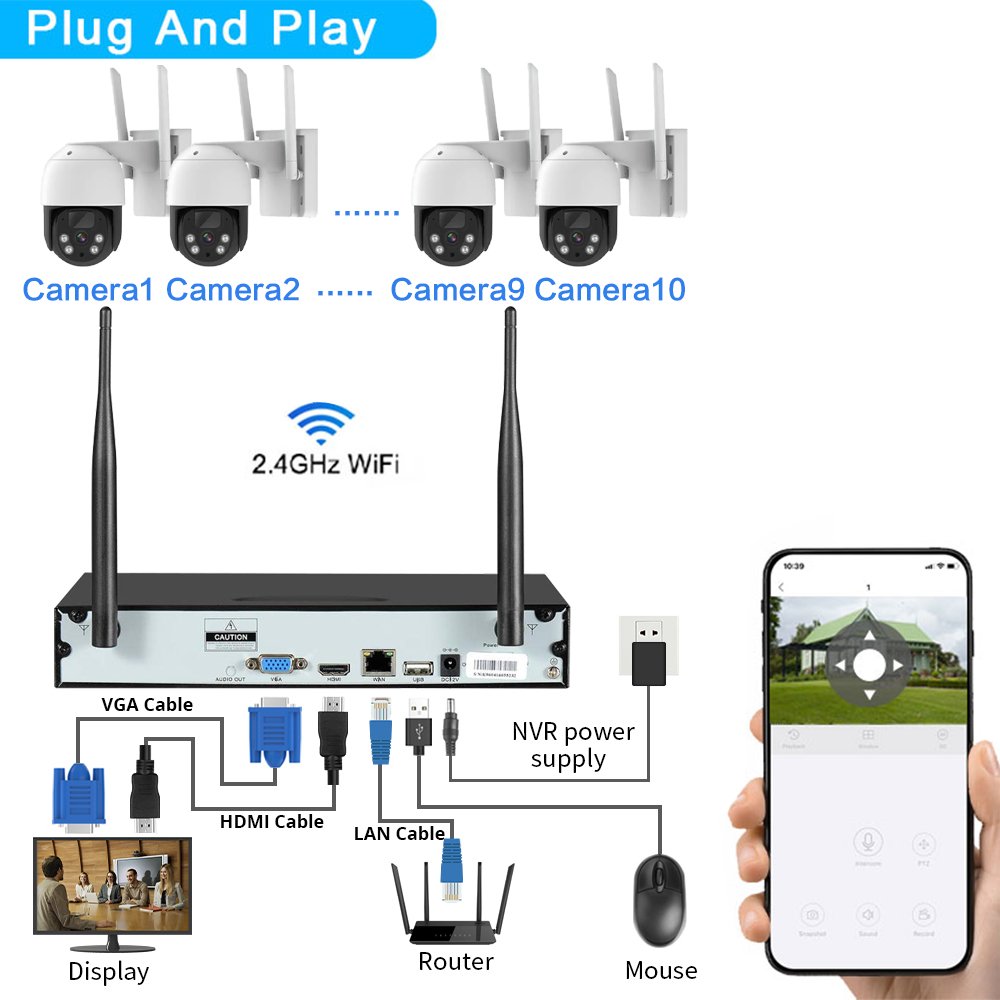 8CH 4MP Wifi NVR Kit Solar Camera Wireless Outdoor Waterproof Cctv IP Surveillance Battery Solar Security Camera System