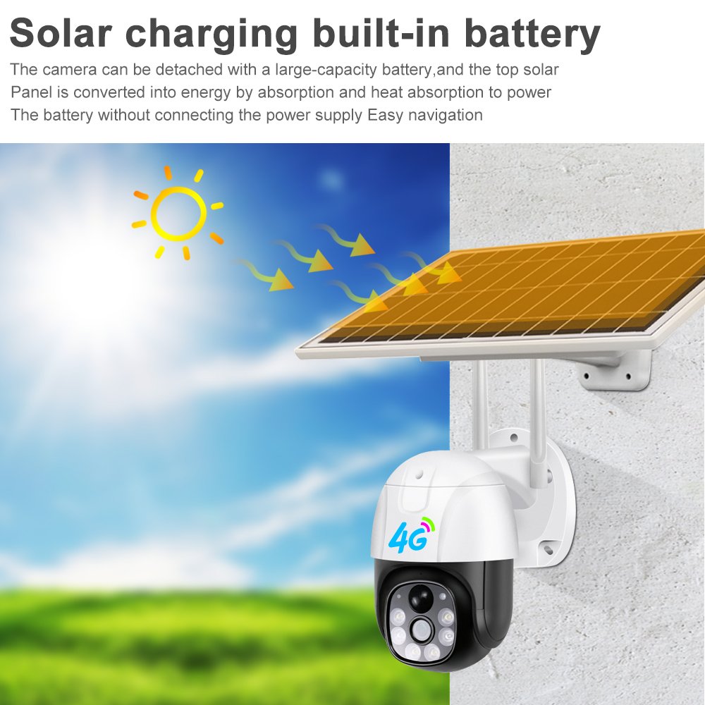 Outdoor Solar Battery Powered Camera V380 Camera Cctv 4g Exterior Surveillance V380 Ptz Solar Camera