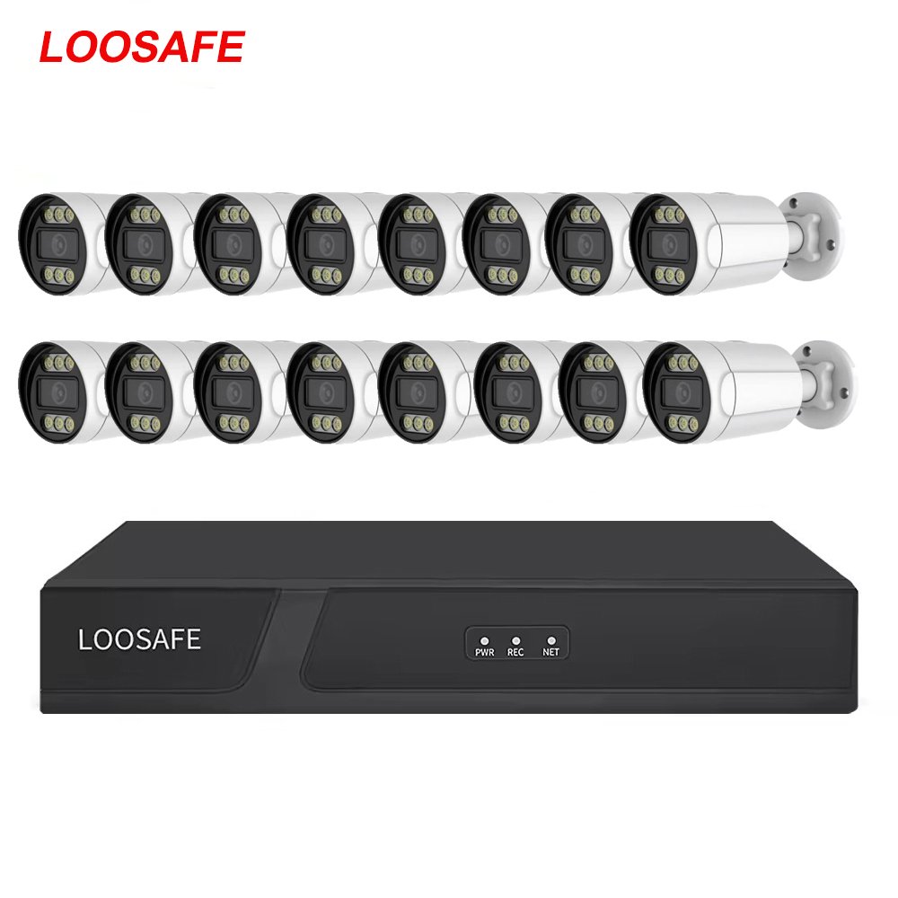 Loosafe 16 Channel 4mp 5mp 4K Nvr Infrared Night Vision Outdoor Ip Camera Security Surveillance System