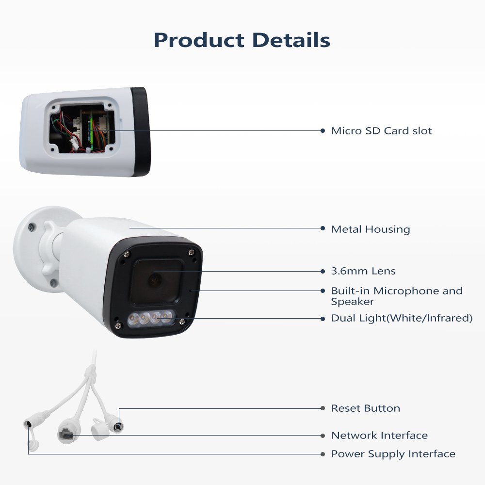 4MP Super ColorVu fix lens CCTV Camera Starlight Full Color Waterproof Outdoor IP Network Bullet Camera