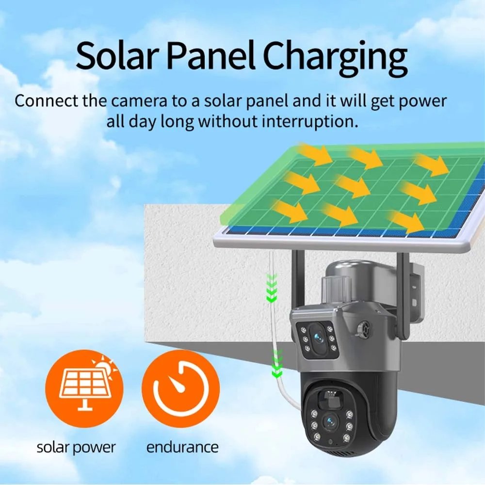 Home Security CCTV Camera Surveillance System V380 Wireless Dual Lens Solar 4G Security Camera Outdoor