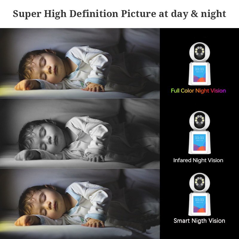 WESECUU Wifi Ip 2K Full HD 2.8 inch 360 Screen Night Vision Surveillance Baby Monitor Smart Cameras For Home Security