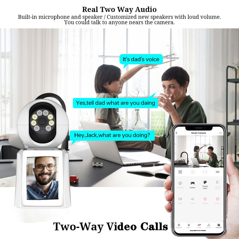WESECUU Wifi Ip 2K Full HD 2.8 inch 360 Screen Night Vision Surveillance Baby Monitor Smart Cameras For Home Security