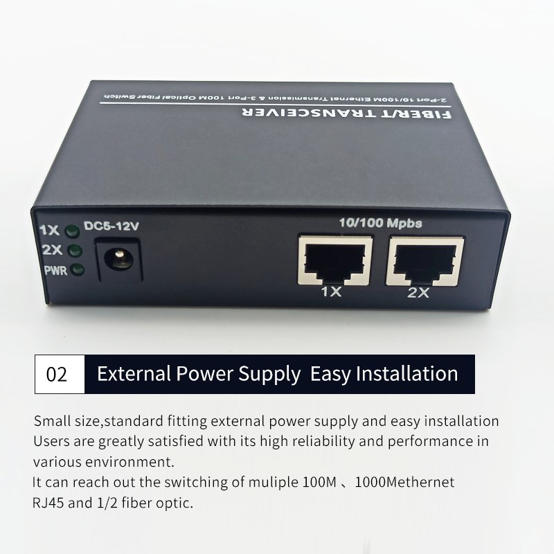 10/100M fiber Converter 2 RJ45 UTP 3 SC Fiber Port Fast Ethernet Fiber Optical Media Converter 3F2E