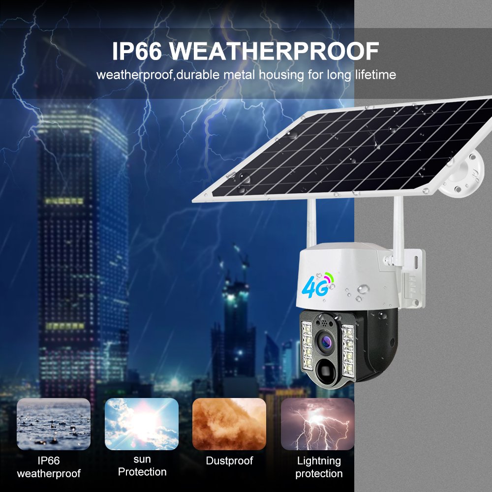 Outdoor 5mp 4g Wireless Solar Energy Ip Camera Gsm Sim Card Night Vision Security Cctv Camera 4g Solar Hunting Ptz Camera