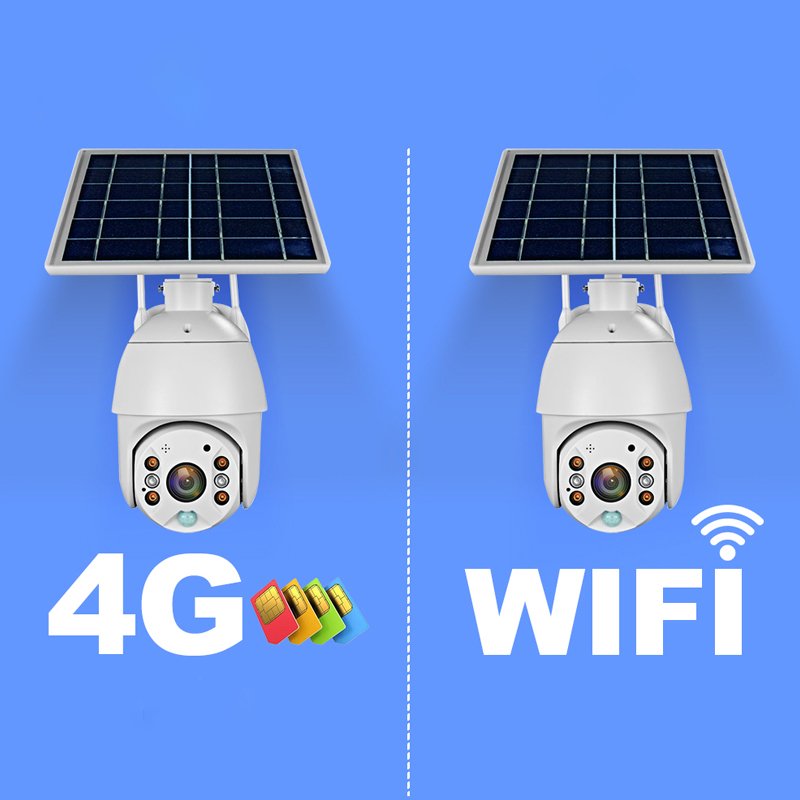 Low Consumption Intelligent Home Dome Solar Energy 4G Alert PTZ Security Wireless Surveillance Camera System Battery Powered